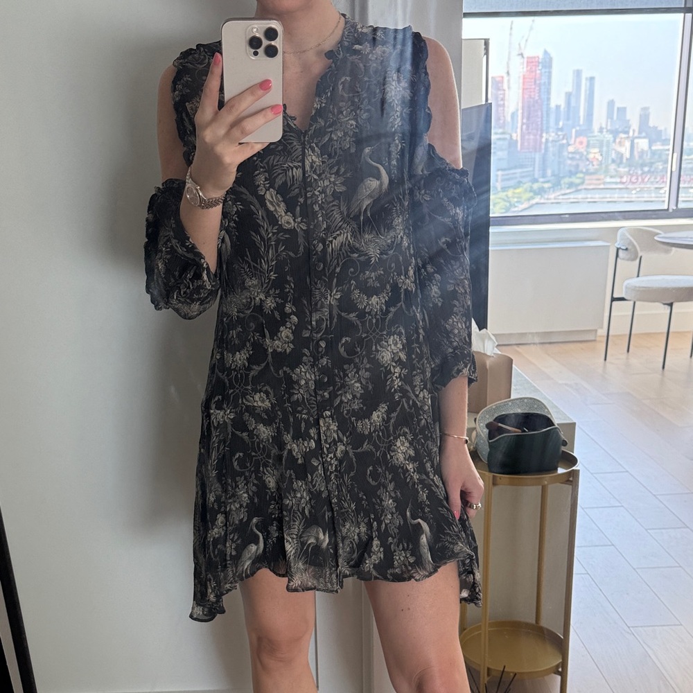 The Kooples Black Floral Long Sleeve Dress